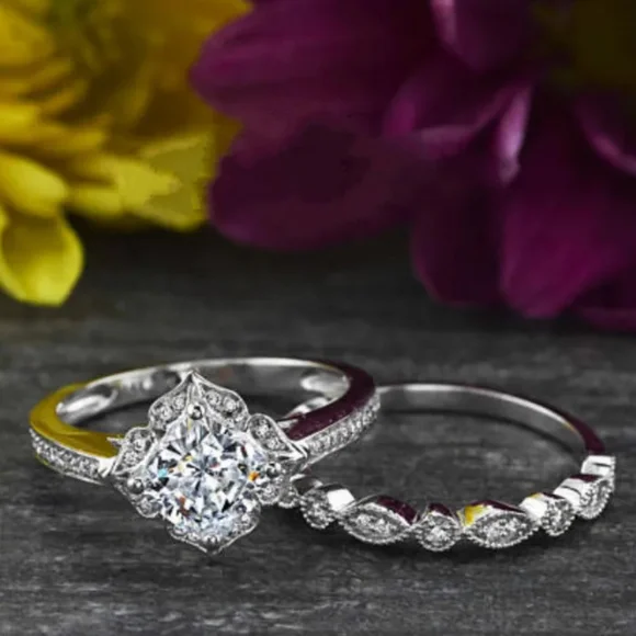 🎀925-1.5ct. Princess Double Band Diamond 💎  Ring - Picture 4 of 4